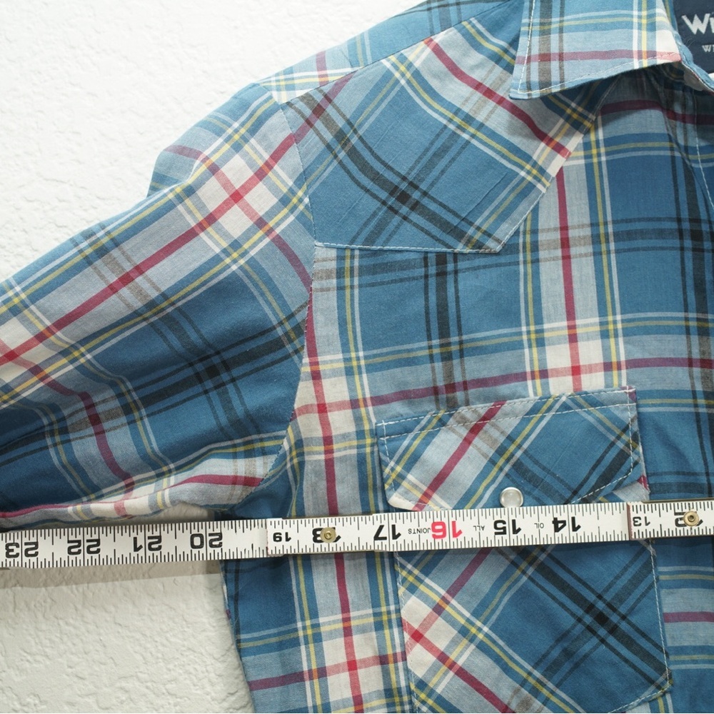 Wrangler Shirt Western Plaid Diamond Pearl Snaps Long Sleeve Cowboy Mens small - Picture 9 of 9
